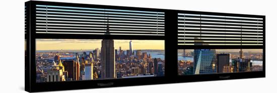 Window View with Venetian Blinds: Panoramic Skyline NYC with the Empire State Building and 1WTC-Philippe Hugonnard-Stretched Canvas