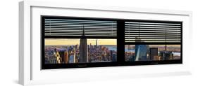 Window View with Venetian Blinds: Panoramic Skyline NYC with the Empire State Building and 1WTC-Philippe Hugonnard-Framed Photographic Print