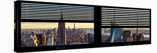 Window View with Venetian Blinds: Panoramic Skyline NYC with the Empire State Building and 1WTC-Philippe Hugonnard-Stretched Canvas