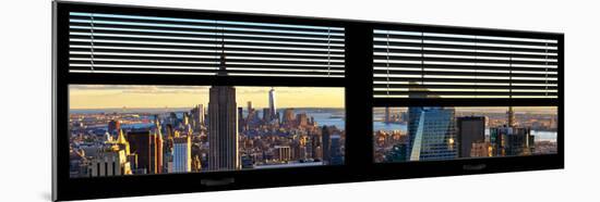 Window View with Venetian Blinds: Panoramic Skyline NYC with the Empire State Building and 1WTC-Philippe Hugonnard-Mounted Photographic Print
