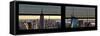 Window View with Venetian Blinds: Panoramic Skyline NYC with the Empire State Building and 1WTC-Philippe Hugonnard-Framed Stretched Canvas