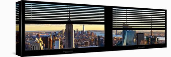 Window View with Venetian Blinds: Panoramic Skyline NYC with the Empire State Building and 1WTC-Philippe Hugonnard-Stretched Canvas