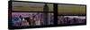 Window View with Venetian Blinds: Panoramic Skyline of Manhattan at Sunset-Philippe Hugonnard-Stretched Canvas