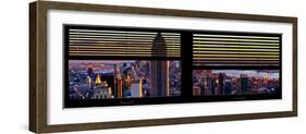 Window View with Venetian Blinds: Panoramic Skyline of Manhattan at Sunset-Philippe Hugonnard-Framed Photographic Print