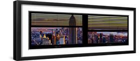 Window View with Venetian Blinds: Panoramic Skyline of Manhattan at Sunset-Philippe Hugonnard-Framed Photographic Print