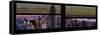Window View with Venetian Blinds: Panoramic Skyline of Manhattan at Sunset-Philippe Hugonnard-Framed Stretched Canvas