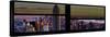 Window View with Venetian Blinds: Panoramic Skyline of Manhattan at Sunset-Philippe Hugonnard-Stretched Canvas