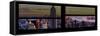 Window View with Venetian Blinds: Panoramic Skyline of Manhattan at Sunset-Philippe Hugonnard-Framed Stretched Canvas