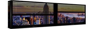 Window View with Venetian Blinds: Panoramic Skyline of Manhattan at Sunset-Philippe Hugonnard-Stretched Canvas