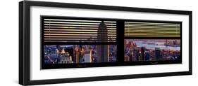 Window View with Venetian Blinds: Panoramic Skyline of Manhattan at Sunset-Philippe Hugonnard-Framed Photographic Print