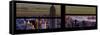 Window View with Venetian Blinds: Panoramic Skyline of Manhattan at Sunset-Philippe Hugonnard-Framed Stretched Canvas