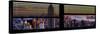 Window View with Venetian Blinds: Panoramic Skyline of Manhattan at Sunset-Philippe Hugonnard-Stretched Canvas