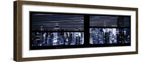 Window View with Venetian Blinds: Panoramic View - 42nd Street and Times Square at Blue Night-Philippe Hugonnard-Framed Photographic Print