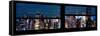 Window View with Venetian Blinds: Panoramic View - 42nd Street and Times Square at Night-Philippe Hugonnard-Framed Stretched Canvas