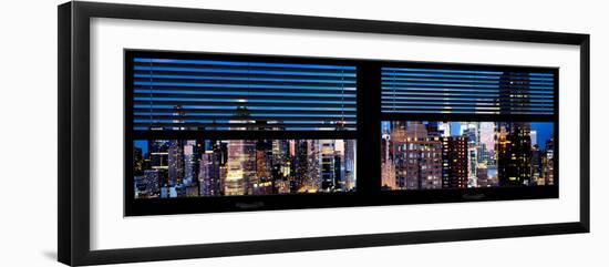 Window View with Venetian Blinds: Panoramic View - 42nd Street and Times Square at Night-Philippe Hugonnard-Framed Photographic Print