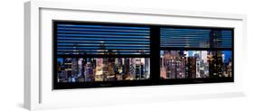 Window View with Venetian Blinds: Panoramic View - 42nd Street and Times Square at Night-Philippe Hugonnard-Framed Photographic Print