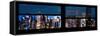 Window View with Venetian Blinds: Panoramic View - 42nd Street and Times Square at Night-Philippe Hugonnard-Framed Stretched Canvas