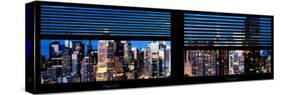 Window View with Venetian Blinds: Panoramic View - 42nd Street and Times Square at Night-Philippe Hugonnard-Stretched Canvas