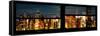 Window View with Venetian Blinds: Panoramic View - 42nd Street and Times Square at Night-Philippe Hugonnard-Framed Stretched Canvas