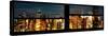 Window View with Venetian Blinds: Panoramic View - 42nd Street and Times Square at Night-Philippe Hugonnard-Stretched Canvas