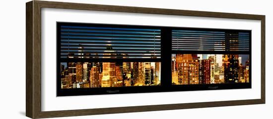 Window View with Venetian Blinds: Panoramic View - 42nd Street and Times Square at Night-Philippe Hugonnard-Framed Photographic Print