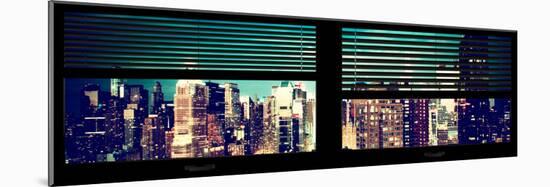 Window View with Venetian Blinds: Panoramic View - 42nd Street and Times Square at Night-Philippe Hugonnard-Mounted Photographic Print