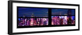 Window View with Venetian Blinds: Panoramic View - 42nd Street and Times Square at Nightfall-Philippe Hugonnard-Framed Photographic Print