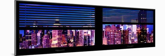 Window View with Venetian Blinds: Panoramic View - 42nd Street and Times Square at Nightfall-Philippe Hugonnard-Mounted Photographic Print