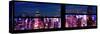 Window View with Venetian Blinds: Panoramic View - 42nd Street and Times Square at Nightfall-Philippe Hugonnard-Stretched Canvas