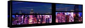 Window View with Venetian Blinds: Panoramic View - 42nd Street and Times Square at Nightfall-Philippe Hugonnard-Stretched Canvas