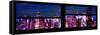 Window View with Venetian Blinds: Panoramic View - 42nd Street and Times Square at Nightfall-Philippe Hugonnard-Framed Stretched Canvas