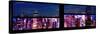 Window View with Venetian Blinds: Panoramic View - 42nd Street and Times Square at Nightfall-Philippe Hugonnard-Stretched Canvas