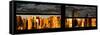 Window View with Venetian Blinds: Panoramic View - 42nd Street and Times Square at Sunset-Philippe Hugonnard-Framed Stretched Canvas