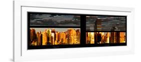 Window View with Venetian Blinds: Panoramic View - 42nd Street and Times Square at Sunset-Philippe Hugonnard-Framed Photographic Print