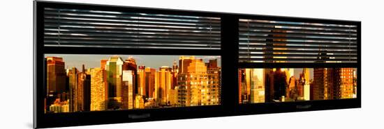 Window View with Venetian Blinds: Panoramic View - 42nd Street and Times Square at Sunset-Philippe Hugonnard-Mounted Photographic Print