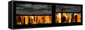 Window View with Venetian Blinds: Panoramic View - 42nd Street and Times Square at Sunset-Philippe Hugonnard-Framed Stretched Canvas