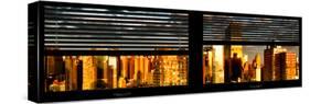 Window View with Venetian Blinds: Panoramic View - 42nd Street and Times Square at Sunset-Philippe Hugonnard-Stretched Canvas