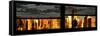 Window View with Venetian Blinds: Panoramic View - 42nd Street and Times Square at Sunset-Philippe Hugonnard-Framed Stretched Canvas