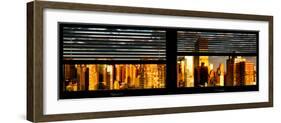 Window View with Venetian Blinds: Panoramic View - 42nd Street and Times Square at Sunset-Philippe Hugonnard-Framed Photographic Print