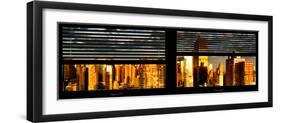 Window View with Venetian Blinds: Panoramic View - 42nd Street and Times Square at Sunset-Philippe Hugonnard-Framed Photographic Print