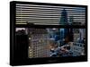 Window View with Venetian Blinds: Philly Skyscrapers at Night - Philadelphia-Philippe Hugonnard-Stretched Canvas