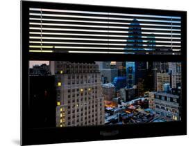 Window View with Venetian Blinds: Philly Skyscrapers at Night - Philadelphia-Philippe Hugonnard-Mounted Photographic Print