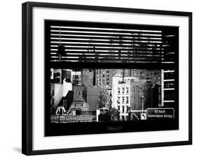 Window View with Venetian Blinds: Queensboro Bridge Sign-Philippe Hugonnard-Framed Photographic Print