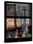 Window View with Venetian Blinds: Roosevelt Island Tram and Ed Koch Queensboro Bridge-Philippe Hugonnard-Stretched Canvas