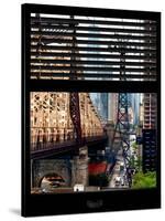 Window View with Venetian Blinds: Roosevelt Island Tram and Ed Koch Queensboro Bridge-Philippe Hugonnard-Stretched Canvas