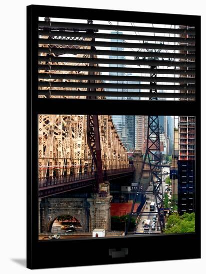 Window View with Venetian Blinds: Roosevelt Island Tram and Ed Koch Queensboro Bridge-Philippe Hugonnard-Stretched Canvas