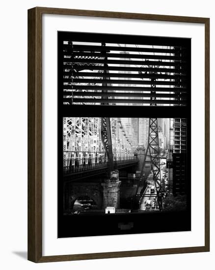 Window View with Venetian Blinds: Roosevelt Island Tram and Ed Koch Queensboro Bridge-Philippe Hugonnard-Framed Photographic Print
