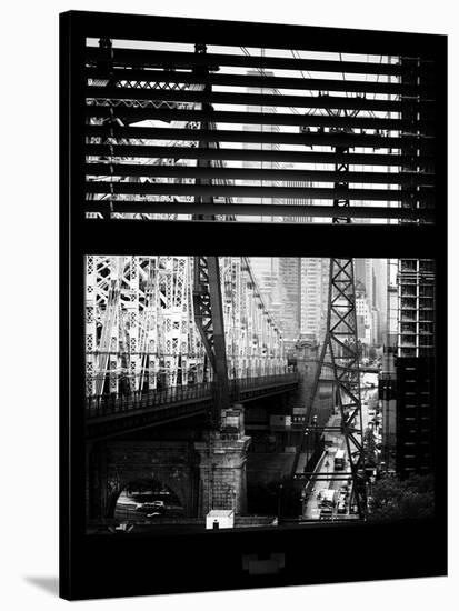 Window View with Venetian Blinds: Roosevelt Island Tram and Ed Koch Queensboro Bridge-Philippe Hugonnard-Stretched Canvas