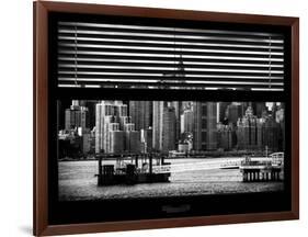 Window View with Venetian Blinds: Skyline Lower Manhattan with Chrysler Building-Philippe Hugonnard-Framed Photographic Print