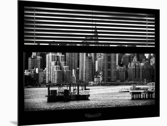 Window View with Venetian Blinds: Skyline Lower Manhattan with Chrysler Building-Philippe Hugonnard-Mounted Photographic Print
